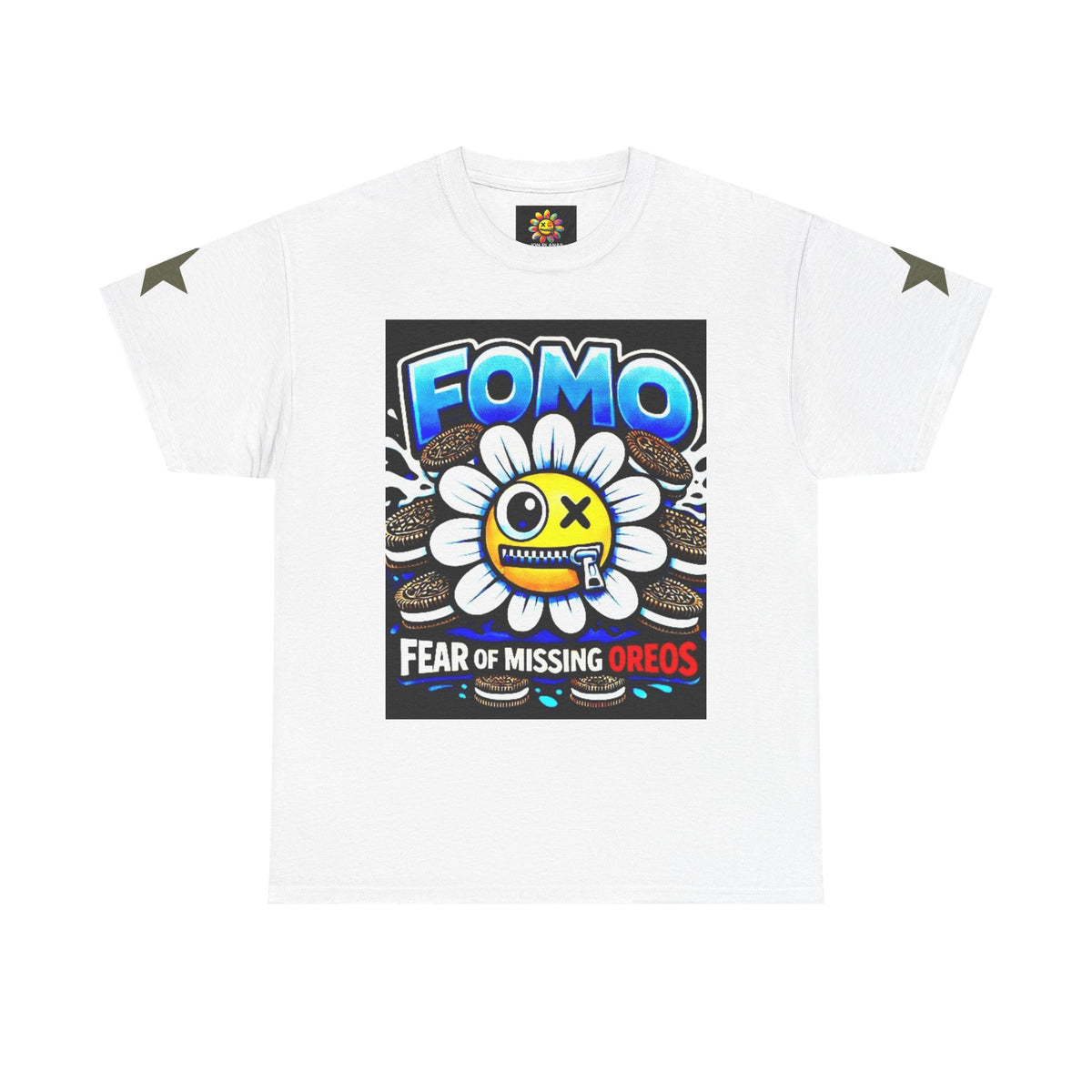 Graphic Tee — 'FOMO: Fear of Missing Oreos' Colorful Flower Art T-Shirt