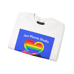 Pride Heart Elephants Crewneck Sweatshirt — "Jon Planas Studio" Rainbow Design