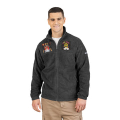 Embroidered Fleece Jacket with Smiling Apple Design