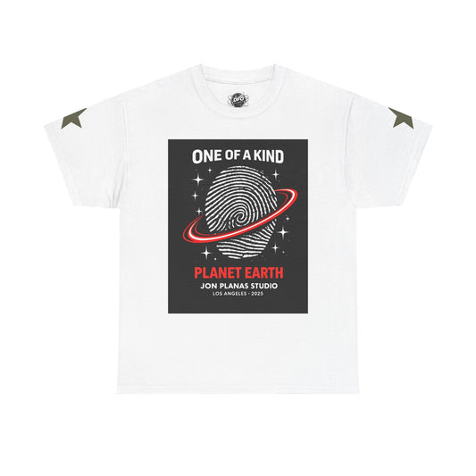 One of a Kind Planet Earth T-Shirt — Retro Space Fingerprint Graphic Tee