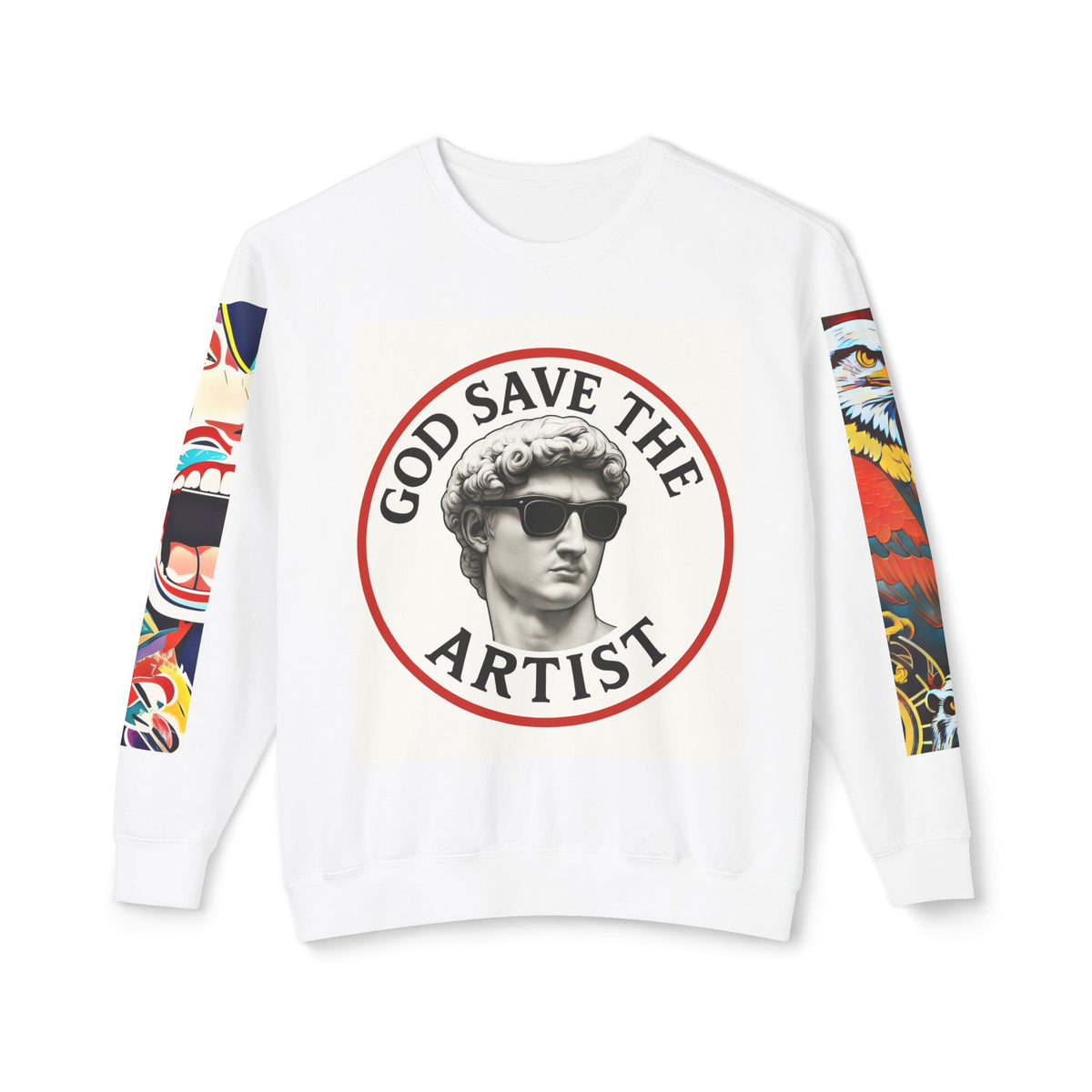 Rockstar Cat Crewneck Sweatshirt - Unisex Lightweight Music Apparel - planetplanasspace