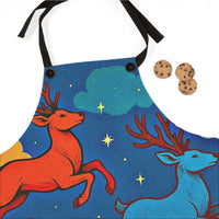 Holiday Reindeer Apron — Colorful Santa Reindeer with Stars