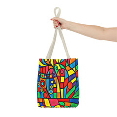 Copy of Tote Bag - Graphic Cubic Style Flowers Designer Weekend Bag with God Safety Artist Logo