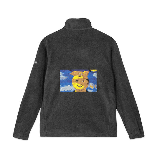 Embroidered Fleece Jacket with Smiling Apple Design