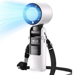 Portable Handheld Turbo Fan - 5 Gear High Speed 4000mAh Rechargeable Mini Personal Hand Fan with Flashlight and Cooling, Travel