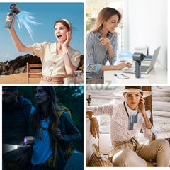 Portable Handheld Turbo Fan - 5 Gear High Speed 4000mAh Rechargeable Mini Personal Hand Fan with Flashlight and Cooling, Travel