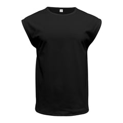 Men's Loose Short Sleeve T-Shirt round Neck Sleeveless Casual Breathable Summer Sports Basic Vest
