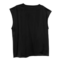 Men's Loose Short Sleeve T-Shirt round Neck Sleeveless Casual Breathable Summer Sports Basic Vest