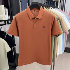 100% pure cotton high-end brand men's short sleeve polo shirt 2026 summer luxury fashion pony embroidery golf top casual T-shirt