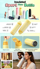 Fjbottle Insulated Stainless Steel Water Bottle, Sports Water Bottle, Owala - Same style Vacuum Flask， 24Oz/32 Oz