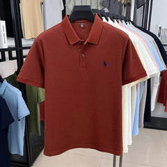 100% pure cotton high-end brand men's short sleeve polo shirt 2026 summer luxury fashion pony embroidery golf top casual T-shirt