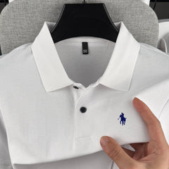 100% pure cotton high-end brand men's short sleeve polo shirt 2026 summer luxury fashion pony embroidery golf top casual T-shirt