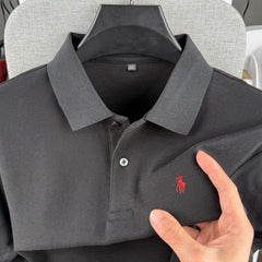 100% pure cotton high-end brand men's short sleeve polo shirt 2026 summer luxury fashion pony embroidery golf top casual T-shirt