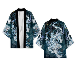 Oversize 3XL 4XL 5XL Japanese Kimono Cardigan Traditional Men's Samurai Cosplay Costume Chinese Style Print Dragon Yukata Haori
