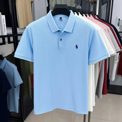 100% pure cotton high-end brand men's short sleeve polo shirt 2026 summer luxury fashion pony embroidery golf top casual T-shirt