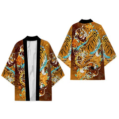 Oversize 3XL 4XL 5XL Japanese Kimono Cardigan Traditional Men's Samurai Cosplay Costume Chinese Style Print Dragon Yukata Haori