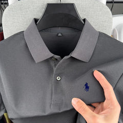 100% pure cotton high-end brand men's short sleeve polo shirt 2026 summer luxury fashion pony embroidery golf top casual T-shirt