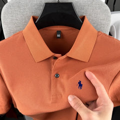 100% pure cotton high-end brand men's short sleeve polo shirt 2026 summer luxury fashion pony embroidery golf top casual T-shirt