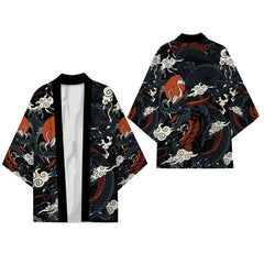 Oversize 3XL 4XL 5XL Japanese Kimono Cardigan Traditional Men's Samurai Cosplay Costume Chinese Style Print Dragon Yukata Haori