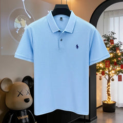 100% pure cotton high-end brand men's short sleeve polo shirt 2026 summer luxury fashion pony embroidery golf top casual T-shirt