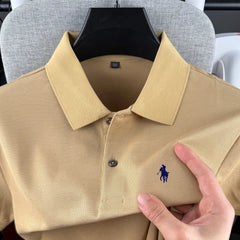 100% pure cotton high-end brand men's short sleeve polo shirt 2026 summer luxury fashion pony embroidery golf top casual T-shirt