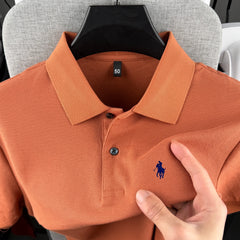 100% pure cotton high-end brand men's short sleeve polo shirt 2026 summer luxury fashion pony embroidery golf top casual T-shirt