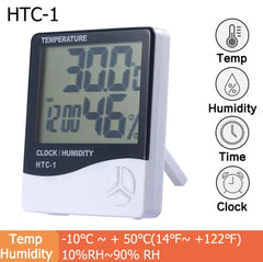 LCD Digital Temperature Humidity Meter HTC-2/HTC-1 Home Indoor Outdoor Hygrometer Thermometer Weather Station with Clock