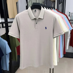 100% pure cotton high-end brand men's short sleeve polo shirt 2026 summer luxury fashion pony embroidery golf top casual T-shirt