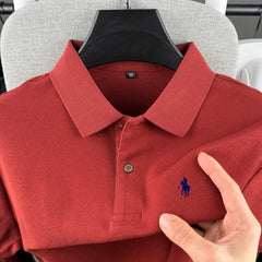 100% pure cotton high-end brand men's short sleeve polo shirt 2026 summer luxury fashion pony embroidery golf top casual T-shirt
