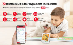 TempPro TP359 80M Bluetooth Wireless Room Digital Thermometer Hygrometer Indoor Thermometer Temperature and Humidity Monitor