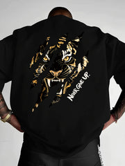 Tiger Claw Mark Never Give Up Print on Premium Soft 100% Cotton Mens T Shirt Perfect for Summer Streetwear and Bold Style