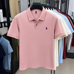 100% pure cotton high-end brand men's short sleeve polo shirt 2026 summer luxury fashion pony embroidery golf top casual T-shirt