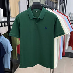 100% pure cotton high-end brand men's short sleeve polo shirt 2026 summer luxury fashion pony embroidery golf top casual T-shirt