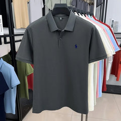 100% pure cotton high-end brand men's short sleeve polo shirt 2026 summer luxury fashion pony embroidery golf top casual T-shirt