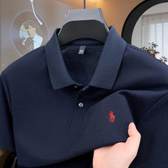 100% pure cotton high-end brand men's short sleeve polo shirt 2026 summer luxury fashion pony embroidery golf top casual T-shirt