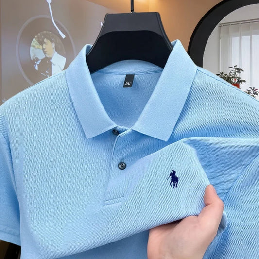 100% pure cotton high-end brand men's short sleeve polo shirt 2026 summer luxury fashion pony embroidery golf top casual T-shirt