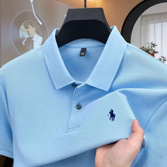 100% pure cotton high-end brand men's short sleeve polo shirt 2026 summer luxury fashion pony embroidery golf top casual T-shirt