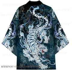 Oversize 3XL 4XL 5XL Japanese Kimono Cardigan Traditional Men's Samurai Cosplay Costume Chinese Style Print Dragon Yukata Haori