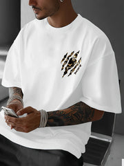 Tiger Claw Mark Never Give Up Print on Premium Soft 100% Cotton Mens T Shirt Perfect for Summer Streetwear and Bold Style