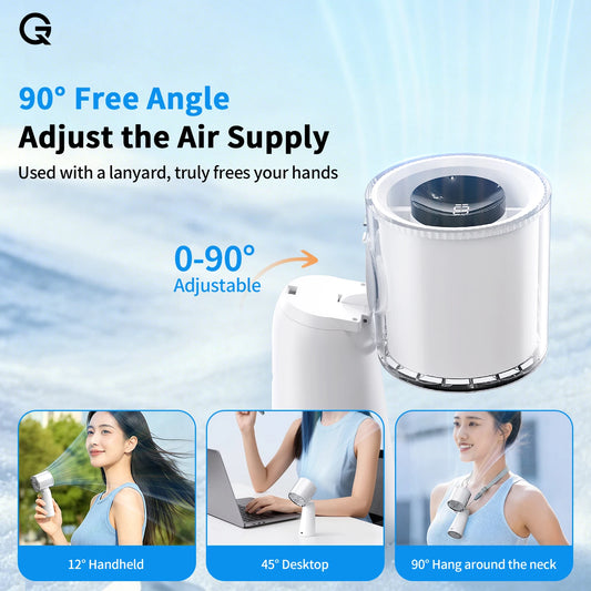 Handheld Turbo Fan 90° Adjustable with Digital Display 100-level Free Control High Speed Outdoor Fan Rechargeable 3000mAh