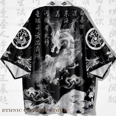 Oversize 3XL 4XL 5XL Japanese Kimono Cardigan Traditional Men's Samurai Cosplay Costume Chinese Style Print Dragon Yukata Haori