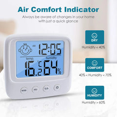 Indoor Thermometers Digital Meter Hygrometer Room Thermometer and Humidity Gauge with Clock Humidity Temperature Tool