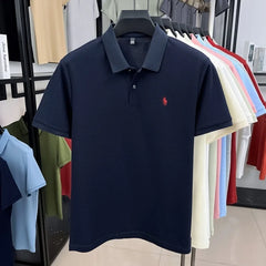 100% pure cotton high-end brand men's short sleeve polo shirt 2026 summer luxury fashion pony embroidery golf top casual T-shirt