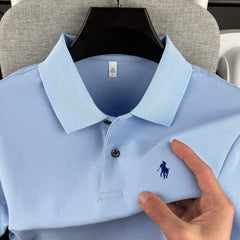 100% pure cotton high-end brand men's short sleeve polo shirt 2026 summer luxury fashion pony embroidery golf top casual T-shirt