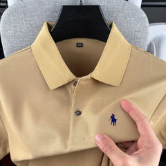 100% pure cotton high-end brand men's short sleeve polo shirt 2026 summer luxury fashion pony embroidery golf top casual T-shirt