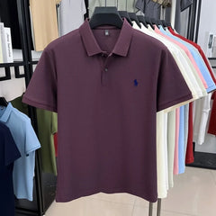 100% pure cotton high-end brand men's short sleeve polo shirt 2026 summer luxury fashion pony embroidery golf top casual T-shirt