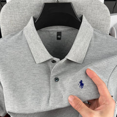 100% pure cotton high-end brand men's short sleeve polo shirt 2026 summer luxury fashion pony embroidery golf top casual T-shirt