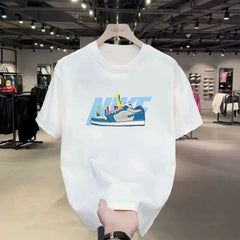 Summer 2026 Hot Men's Short Sleeve T-shirt Round Neck Black Youth Loose Fashion Top