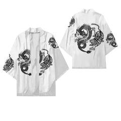 Oversize 3XL 4XL 5XL Japanese Kimono Cardigan Traditional Men's Samurai Cosplay Costume Chinese Style Print Dragon Yukata Haori