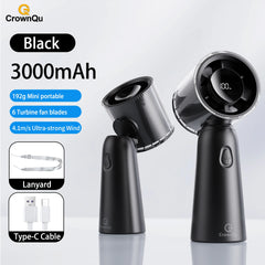 Handheld Turbo Fan 90° Adjustable with Digital Display 100-level Free Control High Speed Outdoor Fan Rechargeable 3000mAh